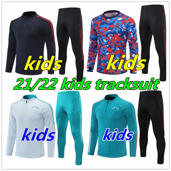 

21 22 kids tracksuit bayern munich football jackets kits 2021 paris survetement alexis lukaku lautaro soccer training suit, Black