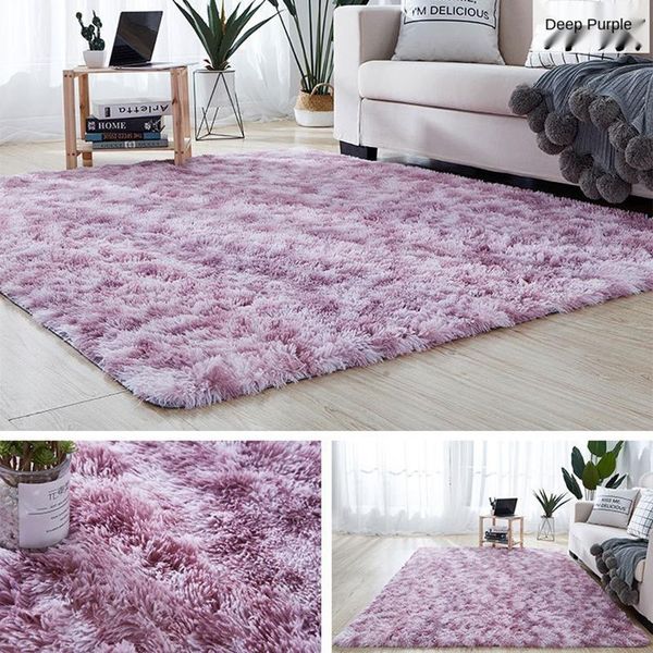 

carpets soft comfortable sofa bedroom living room carpet mats home indoor decoration warm floor plush tie-dye solid color