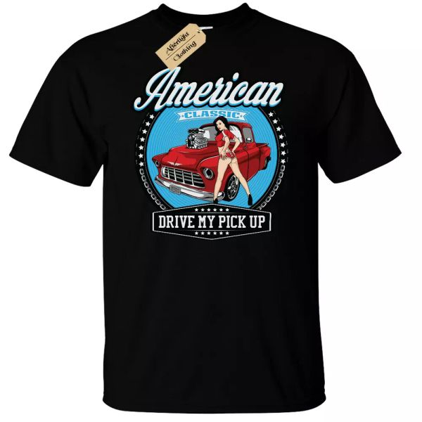 

clÃ¡sico americano camiseta hombre unidad mi recoger pinup mujer, White;black
