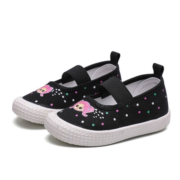 Fashion Girls Shoes Sweet Cute Children's Canvas Sapatilhas para Toddlers Menina Bebé Tamanho 21-30 Crianças Calçados Casuais Dos Desenhos Animados Menina 210329