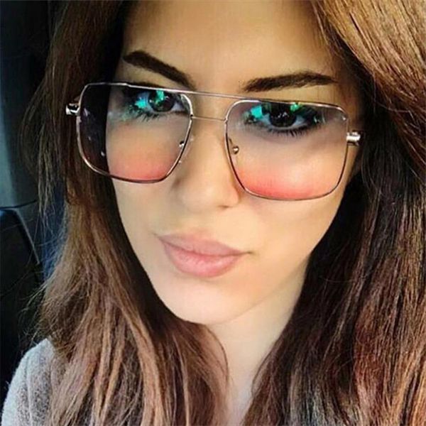 

fashion square sunglasses women brand design metal frame gradient lenes oversized ladies sun glasses eyewear shades uv400, White;black