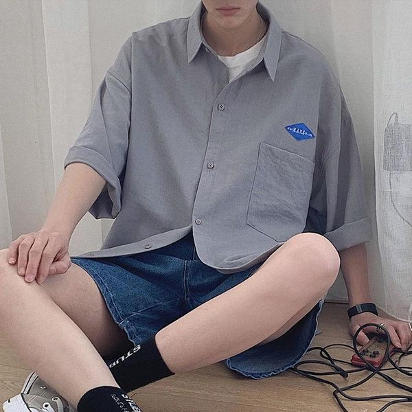 

men's casual shirts summer short sleeve shirt men solid color cotton linen japanese harajuku male safari style blouses camisa masculina, White;black