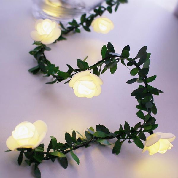 

strips copper wire led fairy string light rose flower leaf garland for wedding hanging party window holiday home chrismas wall decor