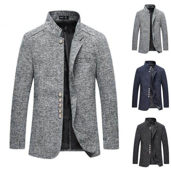 

men's suits & blazers formal cardigan jackets stand collar button blazer single-breasted casual suit jacket vintage men clothing, White;black