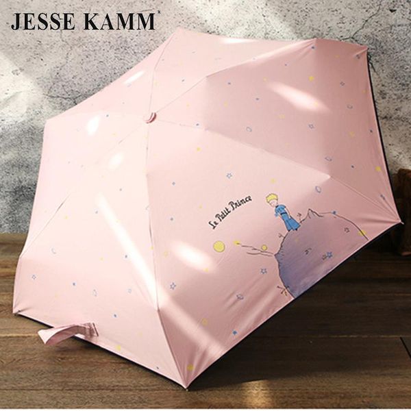 

umbrellas jesse kamm portable anti-uv mini pocket five-folding umbrella 6 spoken cartoon little prince female sunny parasol