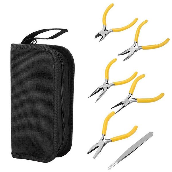 

repair tools & kits 6pcs jewelers pliers set, professional jewelry kit round bent nose beading making diy jewellery