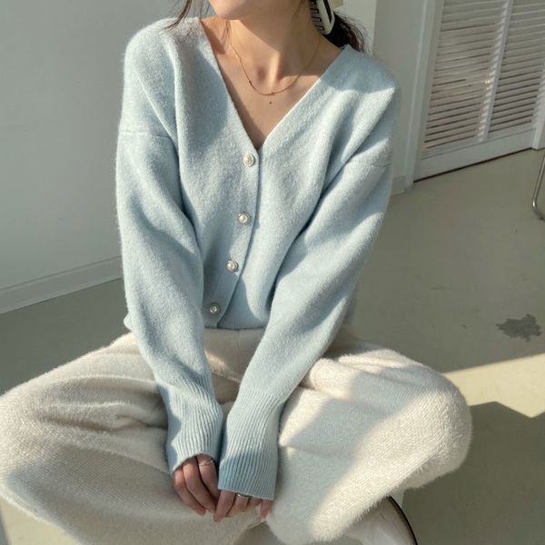 

women's sweaters female cardigan with v-neck, sweet mesh casual solid, simple, vintage, fashion blouses, pink and blue t6y7, White;black