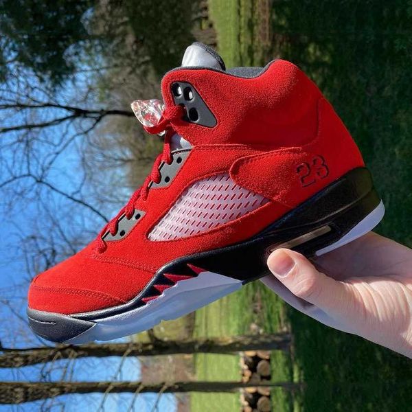 

2023 released raging bull jumpman 5 mens basketball shoes og 5s varsity red black white men trainers sports sneakers us7-13jm9l