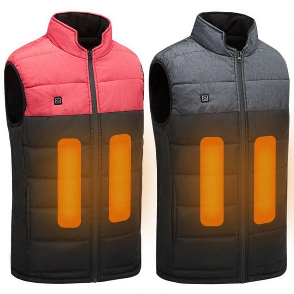 

men women outdoor camping hiking warm washable usb winter heating vest waistcoat jacket sleeveless men's vests, Black;white