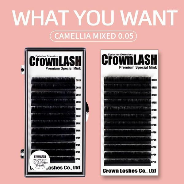 

crownlash 0.05 camellia volume lash blended length soft glossy eyelash extensions1