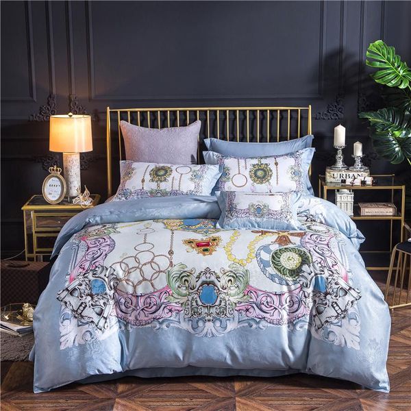 

bedding sets 4pcs 2021 technology digital printing luxury  king size duvet sheet pillowcase bedclothes