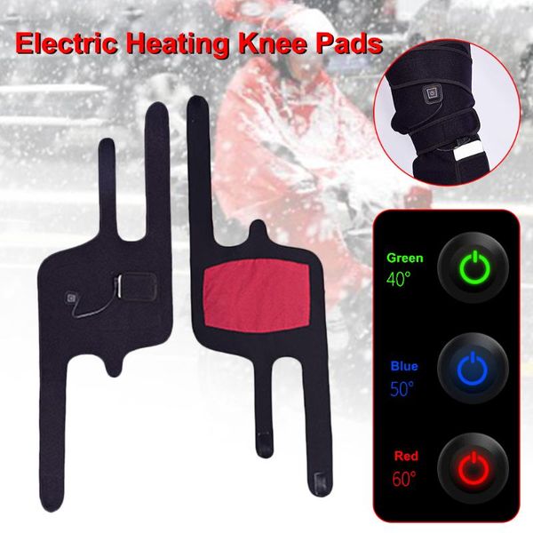 

elbow & knee pads heated pad warm keeping three gears temperature adjustment warp brace for cycling skiing camping in winter #ffy#, Black;gray