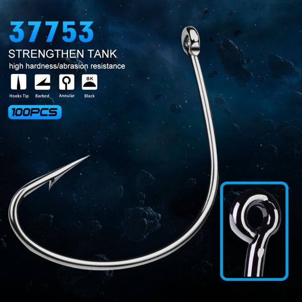 

fishing hooks 100pc hook wide gap jig big single ocs 37753-4#-2/0 size fishhook