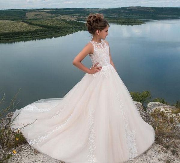 

girl's dresses lace pearls girl for wedding satin first communion pageant gowns, Red;yellow