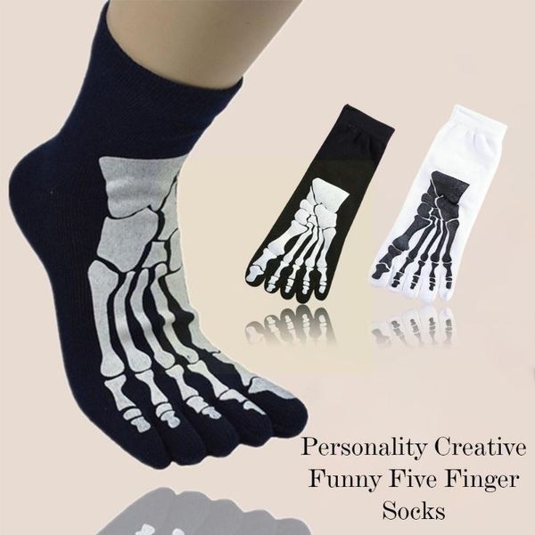 

men's socks personality casual and cute funny five-toed business cotton color h5h8, Black