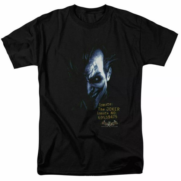 

The Joker Inmate Arkham Joker T Shirt Licensed Comic Book Tee Black, White;black