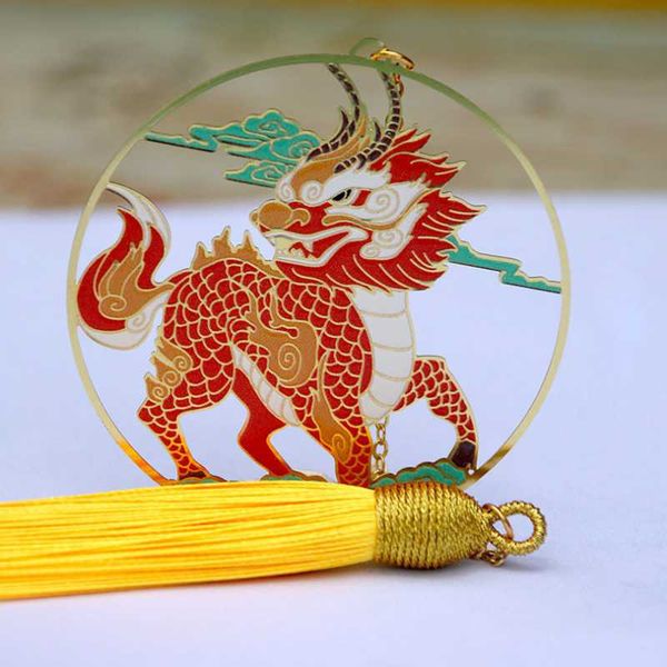 

bookmark kawaii kirin group fan cute tassel brass pendant art exquisite book mark page folder office school supplies stationery