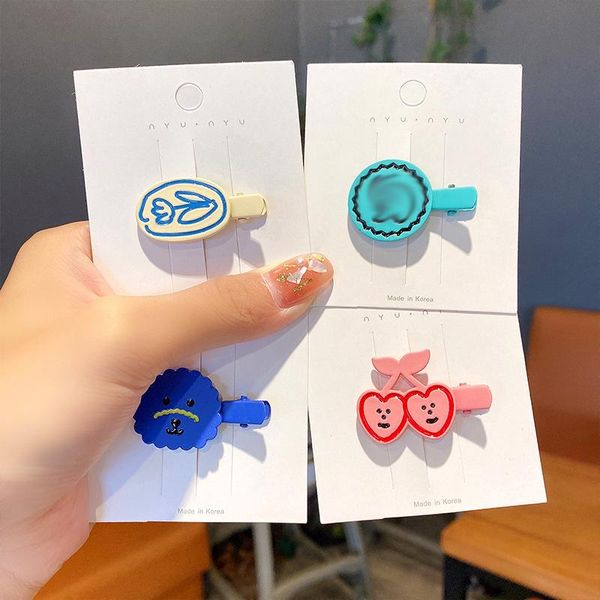 

hair accessories 2021 korean cartoon hairpin trendy cute clips candy color girl barrettes headwear side clip women ornament, Slivery;white