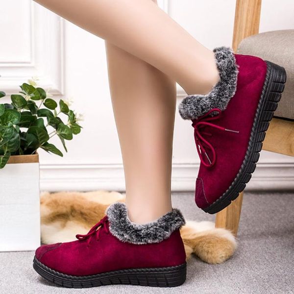

boots casual women flat shoes woman plus velvet snow mom women's winter female soft, Black