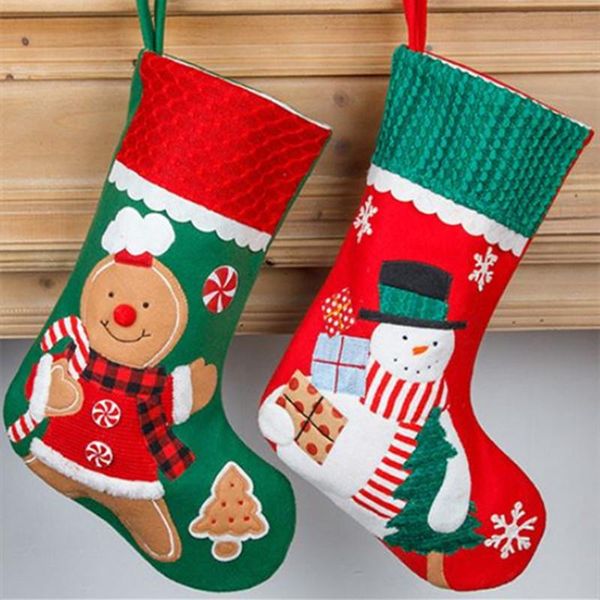 

christmas decorations 30*20cm diy decoration stockings socks santa snowman gingerbread man candy gift bag xmas tree decor year