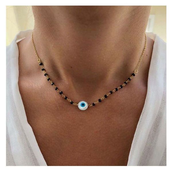 

pendant necklaces fashion personality black crystal necklace womans classic little eyes pendants female trend jewelry accessories, Silver