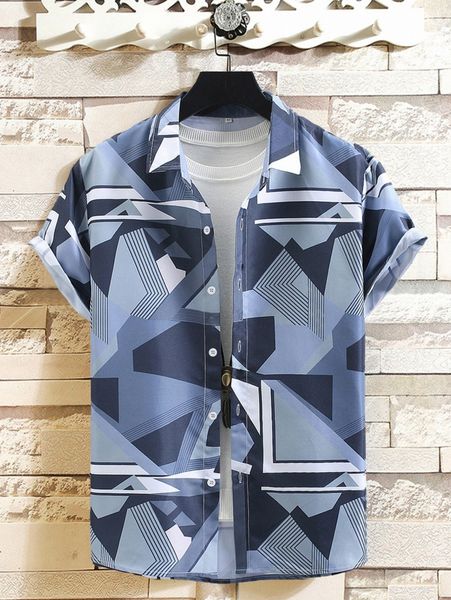 

men random geo print shirt without tee h1c8#, White;black