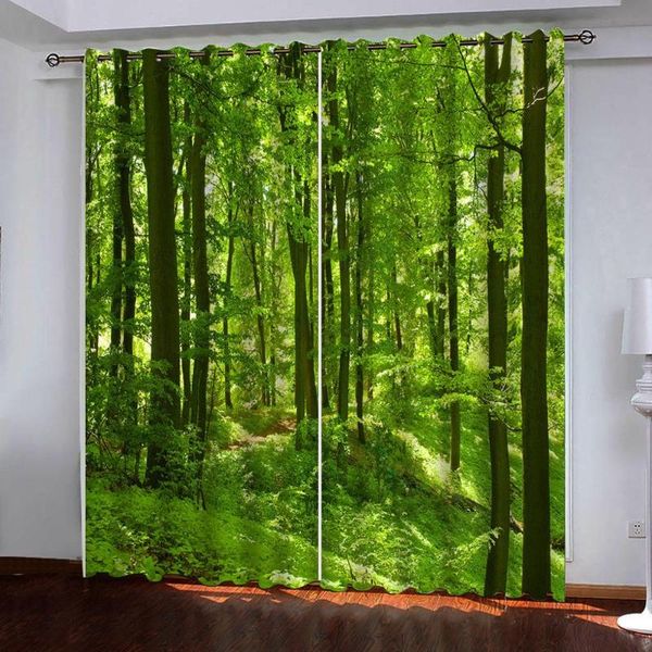 

curtain & drapes green nature forest custom blackout curtains for living room bedroom kitchen 3d window home goods