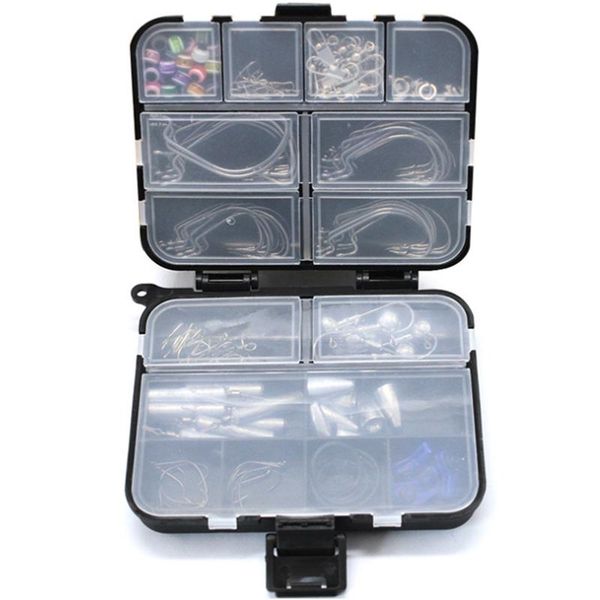 

-157 pieces luya black rock fishing box set upside down hook fish eye block beads lead pendant pin swivel crank hooks