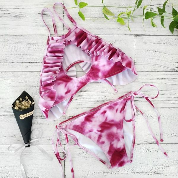 

2021 summer push up bikinis swim set women two-piece beachwear striped bodysuit split female swimwear bathingsuitby air