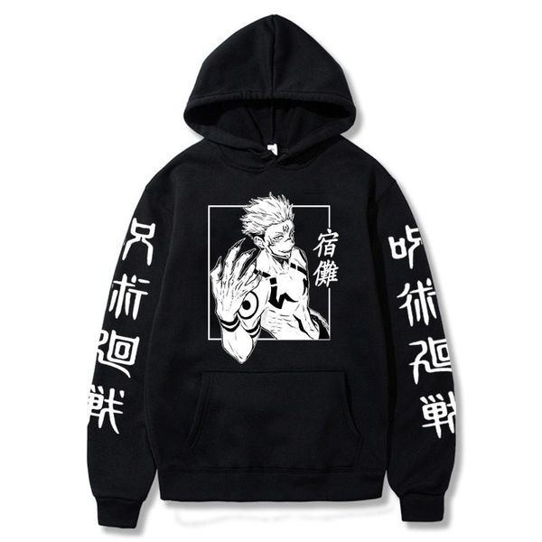 

men's hoodies & sweatshirts latest anime men hoodie jujutsu kaisen ryomen sukuna printed sweatshirt funny streetwear fashion casual ove, Black