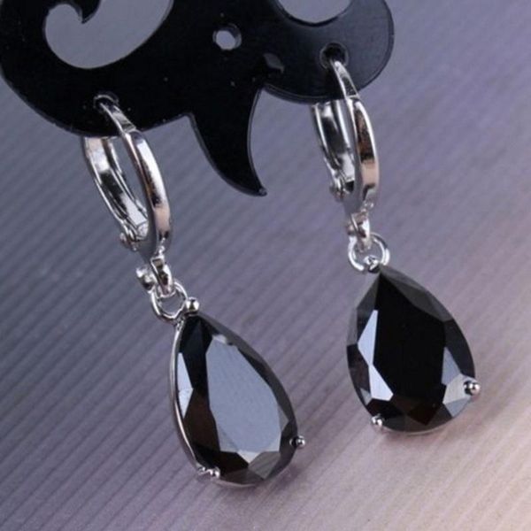 

dangle & chandelier fashion silver plated water drop black stone earrings sipmle design for women wedding party jewelry b4n090