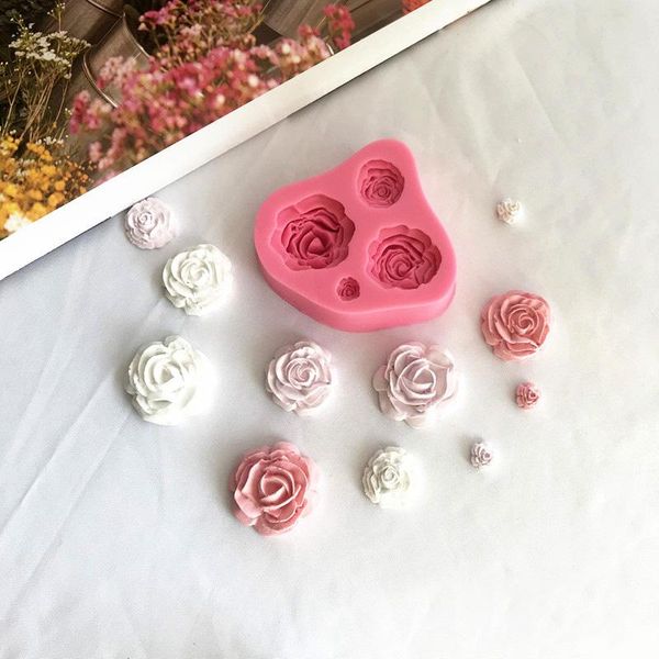 

craft tools mini flower rose silicone molds fondant cake decoration plaster gypsum