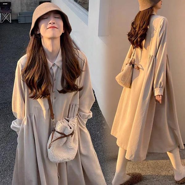 

maternity dresses 2021 autumn dress fashion large size loose long-sleeved spring and vestido gestante vestidos, White