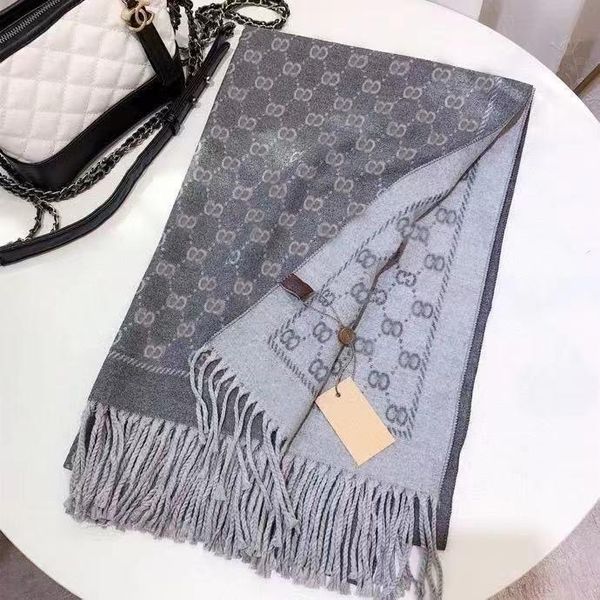

2023 stylish women cashmere scarf full letter printed scarves soft touch warm wraps with tags autumn winter long shawls, Blue;gray