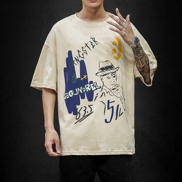 

lifenwenna summer men's short sleeve t shirt fashion graffiti print o-neck t shirts men casual plus size hip hop tees m-5xl 210528, White;black