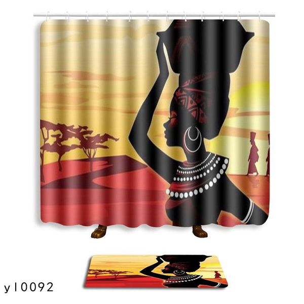 

bath mats african woman egyptian bathroom mat carpet set 2 pieces anti-slip rug + shower curtain products 2021
