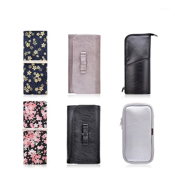 

leather cosmetic makeup brush collection bag canvas pouch with zipper/rope/button casual wallet coin purse handle case bags & cases1