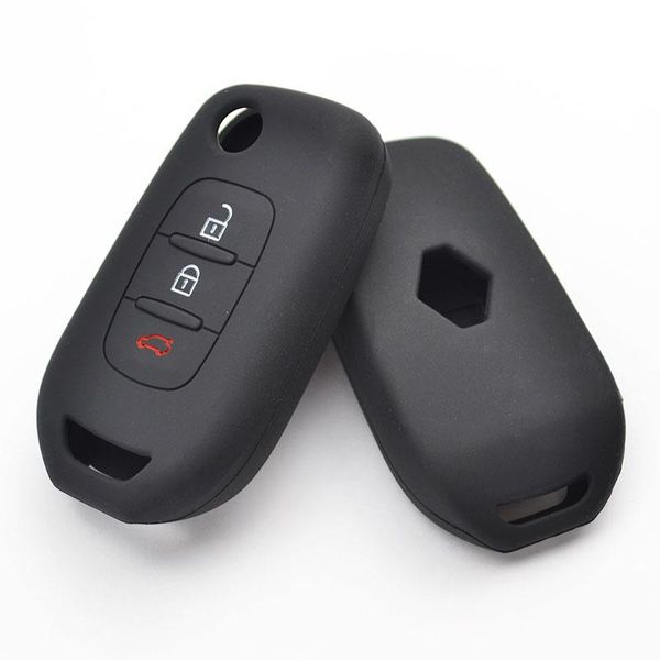 

silicone car flip key case for renault kadjar captur symbol koleos megane 2021 cover keyless remote fob shell 3 button keychains, Silver
