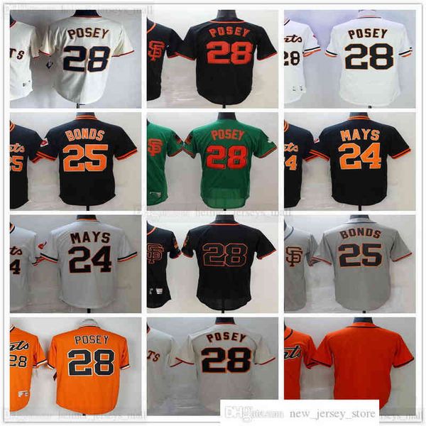 

Retro Stitched Baseball Jerseys 25 Barry Bonds 28 Buster Posey 24 Willie Mays Jersey Top Quality Gray Black White Orange Blank No Number, Same as picture