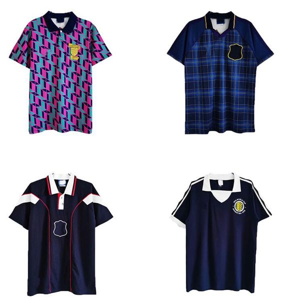 

78 82 1986 1995 scotland retro soccer jersey world cup equipment home blue kits 1996 1998 classic vintage football mz, Black;yellow
