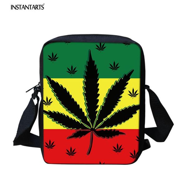 

shoulder bags instantarts men's school three-color stitching leaves printed handbag messenger bag children small mochilas