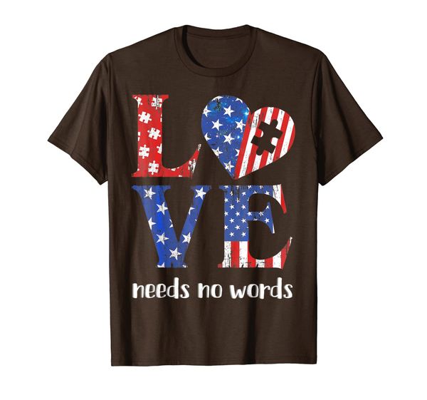 

love needs no words autism awareness 4th of july shirt, White;black