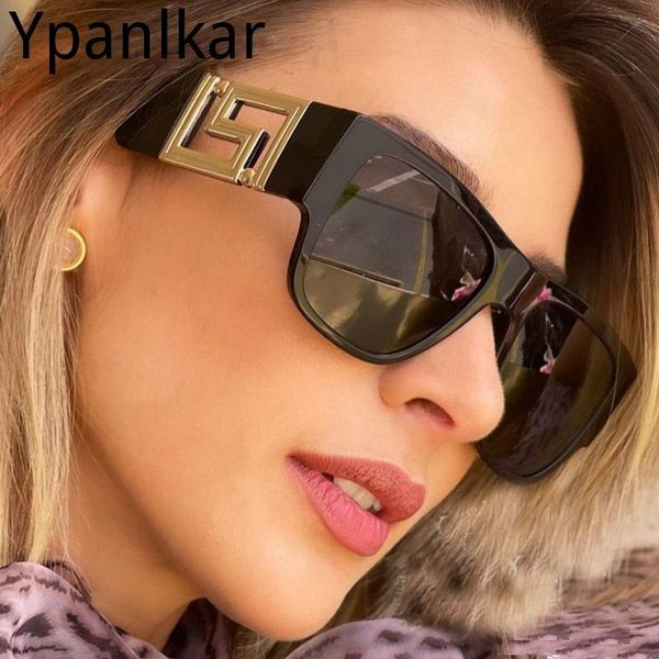 

sunglasses vintage oversized square women brand designer luxury retro black frame sun glasses for female uv400 shades, White;black