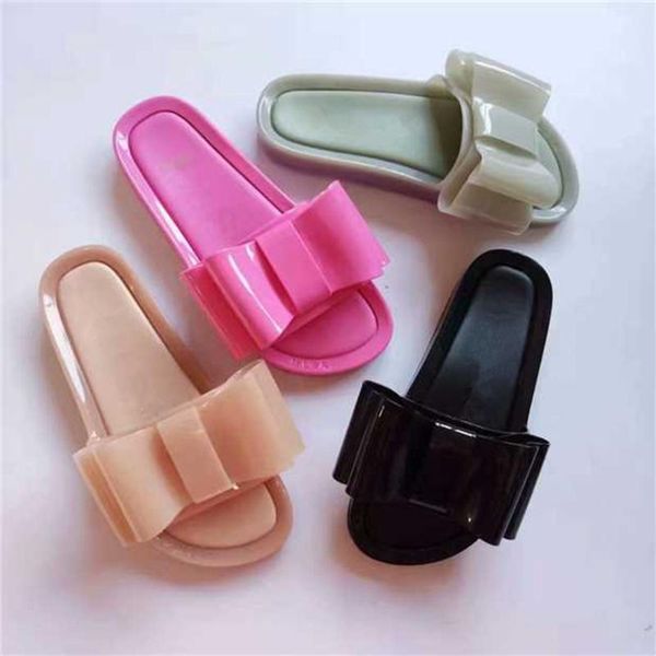 

slippers women jelly shoes flat butterfly knot beach slidders summer for, Black