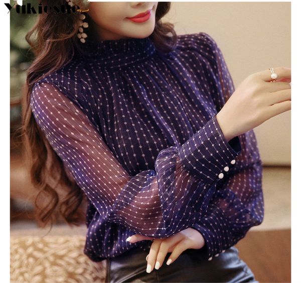 

2021 summer woman blusa mujer lace chiffon blouse women shirt long sleeve womens and blouses ladies plus size, White