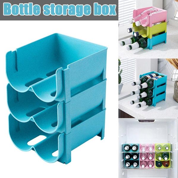 

kitchen storage & organization standing plastic water bottle wine rack organizer stackable for counter pantry fridge dfk889