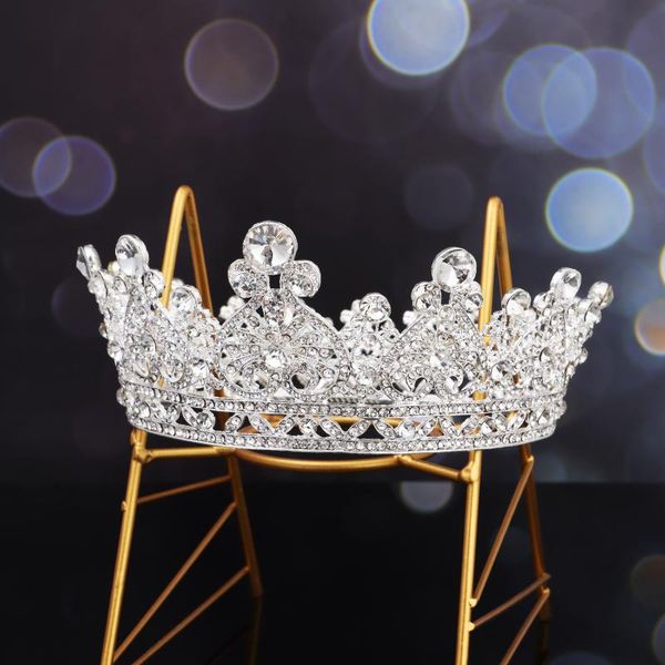 

hair clips & barrettes crown tiara round crystal queen crowns princess with rhinestones for girls wedding prom bridal party cosplay gifts, Golden;silver