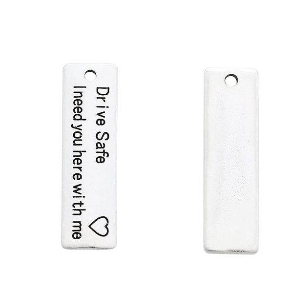 

2021 100pcs/lot antique silver "drive safe,i need you here with me" inspiration charm pendant--- 10x35mm, Bronze;silver