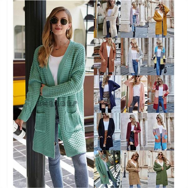

women's knits & tees sweater cardigan women plus size autumn casual fashion long pockets, White