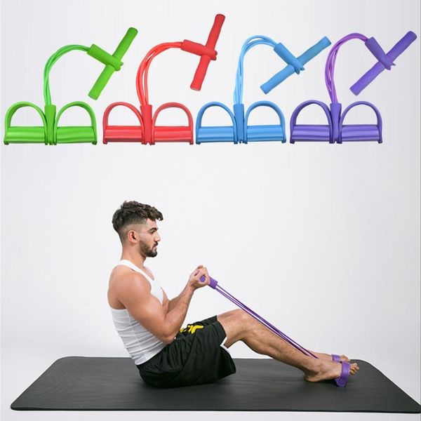 

fitness gym 4 tube resistance bands latex pedal exerciser sit-up pull rope expander elastic yoga equipment pilates workout